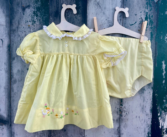 Yellow Ducky Dress and Bloomer Set