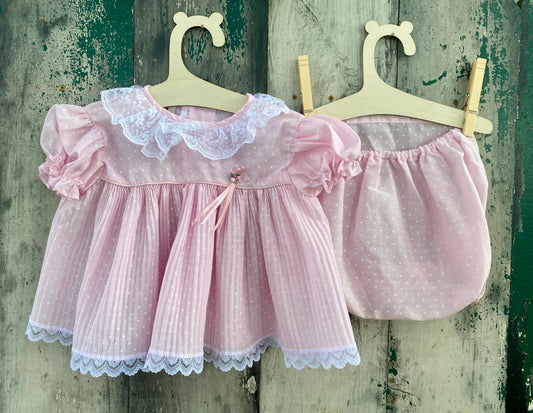 Polka Dot Pleated Dress and Bloomers Set