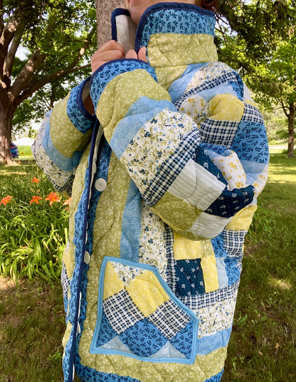 Floral Faux Quilt Coat Set
