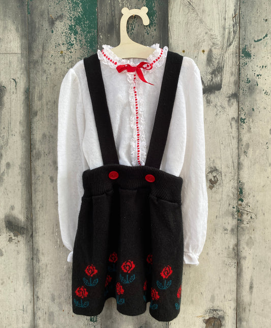 Knitted Shirt and Overall Skirt Set