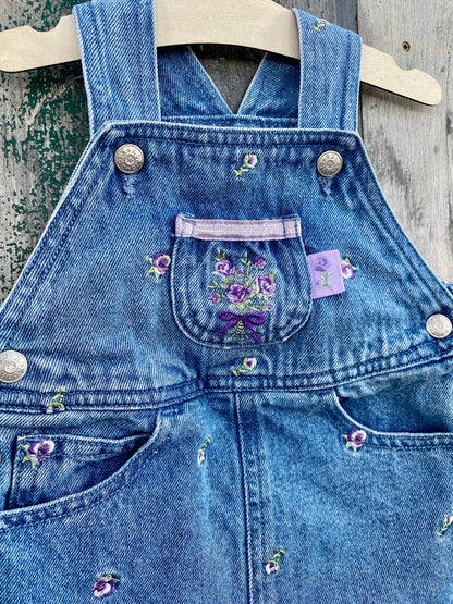 Floral Denim Dress Overalls
