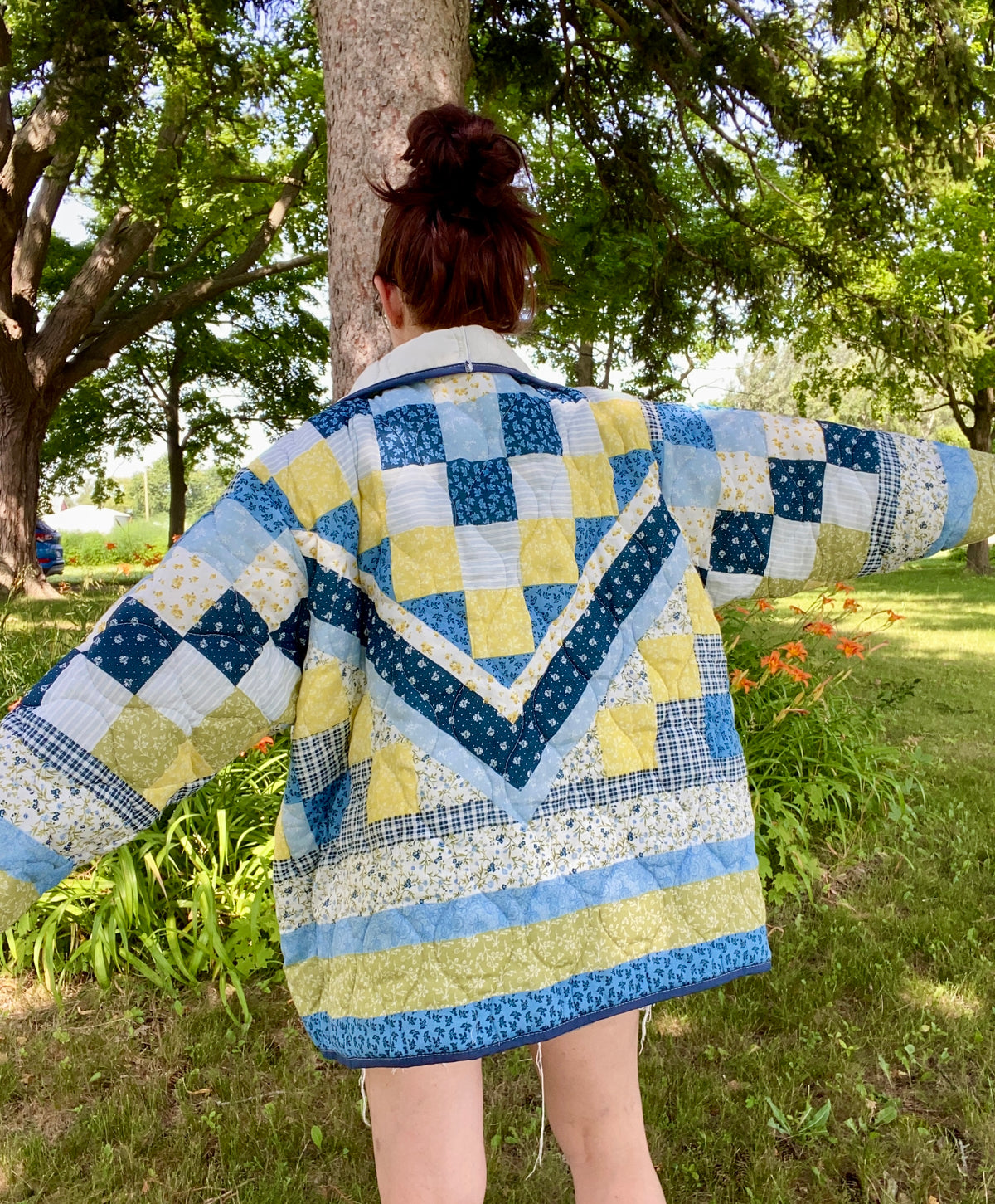 Floral Faux Quilt Coat Set