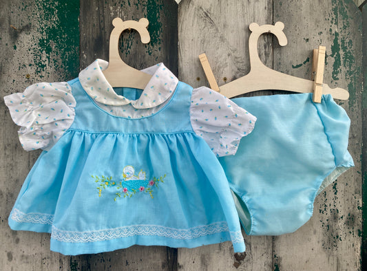 Blue Bird Dress and Bloomer Set