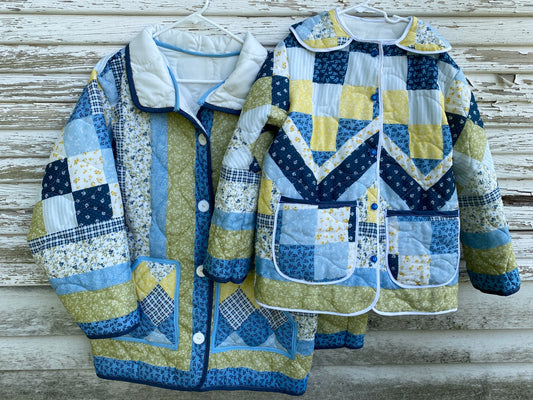 Floral Faux Quilt Coat Set