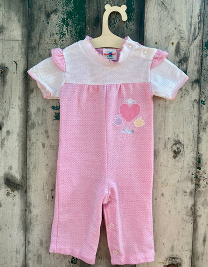 Knit Pink and White Romper