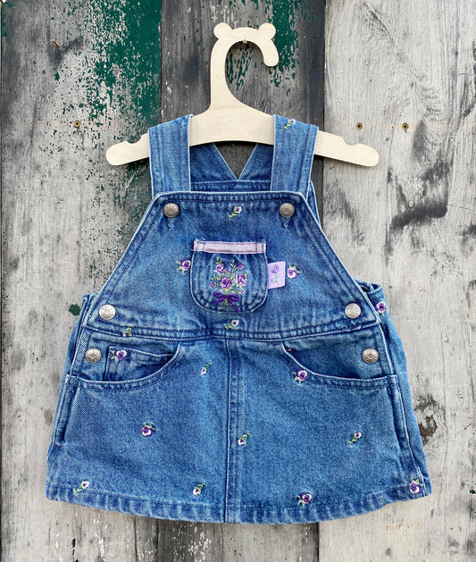 Floral Denim Dress Overalls